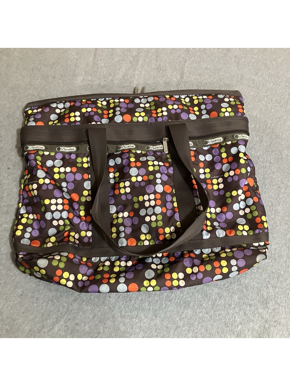 LeSportsac Black with  Polka Dot Large Insulated Tote